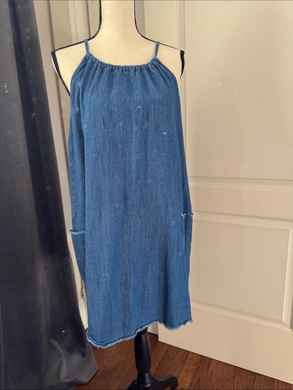 Old Navy Blue Denim Halter Mini Dress